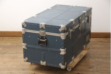 和製ビンテージ　ブルーカラーがお洒落な雰囲気を高める舟トランク(センターテーブル、ヴィンテージ)(R-056855)