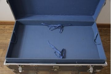 和製ビンテージ　ブルーカラーがお洒落な雰囲気を高める舟トランク(センターテーブル、ヴィンテージ)(R-056855)