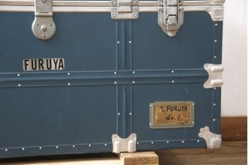 和製ビンテージ　ブルーカラーがお洒落な雰囲気を高める舟トランク(センターテーブル、ヴィンテージ)(R-056855)
