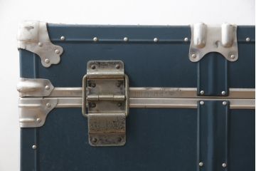 和製ビンテージ　ブルーカラーがお洒落な雰囲気を高める舟トランク(センターテーブル、ヴィンテージ)(R-056855)