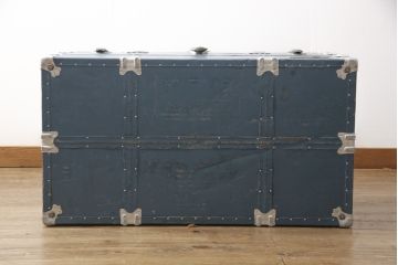 和製ビンテージ　ブルーカラーがお洒落な雰囲気を高める舟トランク(センターテーブル、ヴィンテージ)(R-056855)
