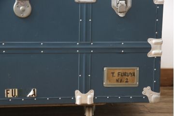 和製ビンテージ　ブルーカラーがお洒落な雰囲気を高める舟トランク(センターテーブル、ヴィンテージ)(R-056856)