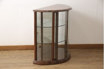 中古　美品　イタリア家具　上品な象嵌入り!半円型の小ぶりなガラスケース(キャビネット、ショーケース、陳列棚、ディスプレイ什器)(R-056897)