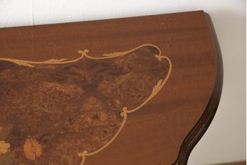 中古　美品　イタリア家具　上品な象嵌入り!半円型の小ぶりなガラスケース(キャビネット、ショーケース、陳列棚、ディスプレイ什器)(R-056897)