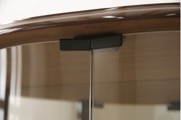 中古　美品　イタリア家具　上品な象嵌入り!半円型の小ぶりなガラスケース(キャビネット、ショーケース、陳列棚、ディスプレイ什器)(R-056897)