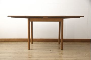 ハンガリービンテージ　オーク材製　シンプルでナチュラルなドローリーフテーブル(ダイニングテーブル、エクステンションテーブル、ヴィンテージ)(R-056903)