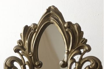 イタリアビンテージ　最高級　真鍮製　細部まで凝った造りが魅力の特大スタンドミラー(ヴィンテージ、鏡、姿見)(R-056906)