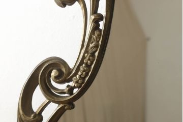 イタリアビンテージ　最高級　真鍮製　細部まで凝った造りが魅力の特大スタンドミラー(ヴィンテージ、鏡、姿見)(R-056906)