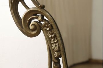 イタリアビンテージ　最高級　真鍮製　細部まで凝った造りが魅力の特大スタンドミラー(ヴィンテージ、鏡、姿見)(R-056906)