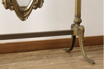 イタリアビンテージ　最高級　真鍮製　細部まで凝った造りが魅力の特大スタンドミラー(ヴィンテージ、鏡、姿見)(R-056906)
