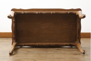 フランスビンテージ　ロココスタイル　おしゃれなパーケット天板のセンターテーブル(ローテーブル、リビングテーブル、ソファテーブル、ヴィンテージ)(R-056907)