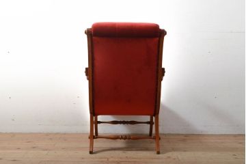 中古　横浜ダニエル(daniel)　クラシカルな布張りのブーツワイドアームチェア(定価約30万円)(1人掛けソファ、ラウンジチェア、椅子)(R-056917)