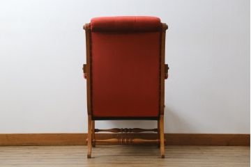 中古　横浜ダニエル(daniel)　クラシカルな布張りのブーツワイドアームチェア(定価約30万円)(1人掛けソファ、ラウンジチェア、椅子)(R-056919)