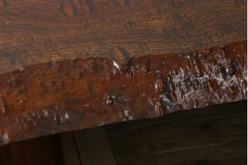 中古　特大!　日本一の玉杢無垢!　総欅一枚板　漆塗り7尺座卓　(R-056930)