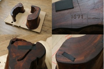 中古　特大!　日本一の玉杢無垢!　総欅一枚板　漆塗り7尺座卓　(R-056930)