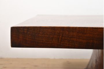 中古　特大!　日本一の玉杢無垢!　総欅一枚板　漆塗り7尺座卓(総ケヤキ、総けやき、ローテーブル、センターテーブル)(R-056930)