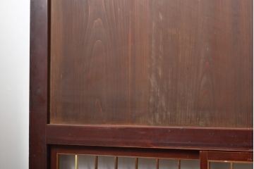 アンティーク建具　レトロな格子入りの障子帯戸4枚セット(板戸、障子戸、引き戸)(R-056940)