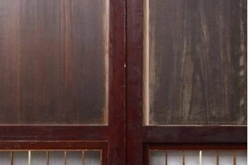 アンティーク建具　レトロな格子入りの障子帯戸4枚セット(板戸、障子戸、引き戸)(R-056940)