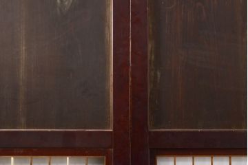 アンティーク建具　レトロな格子入りの障子帯戸4枚セット(板戸、障子戸、引き戸)(R-056940)