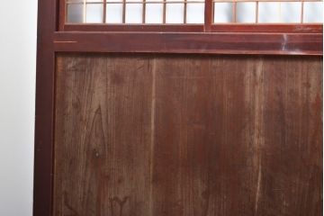 アンティーク建具　レトロな格子入りの障子帯戸4枚セット(板戸、障子戸、引き戸)(R-056940)
