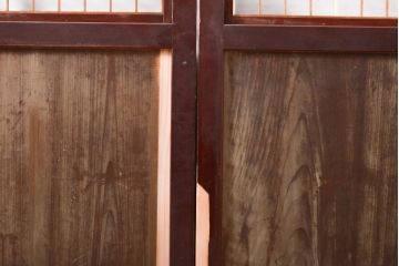 アンティーク建具　レトロな格子入りの障子帯戸4枚セット(板戸、障子戸、引き戸)(R-056940)