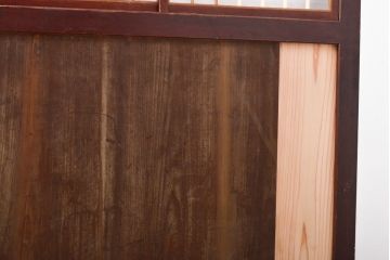 アンティーク建具　レトロな格子入りの障子帯戸4枚セット(板戸、障子戸、引き戸)(R-056940)