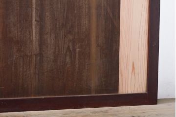 アンティーク建具　レトロな格子入りの障子帯戸4枚セット(板戸、障子戸、引き戸)(R-056940)