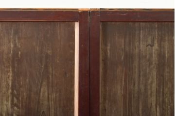 アンティーク建具　レトロな格子入りの障子帯戸4枚セット(板戸、障子戸、引き戸)(R-056940)
