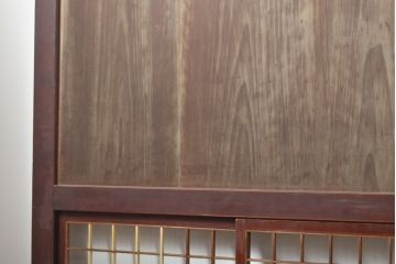 アンティーク建具　レトロな格子入りの障子帯戸4枚セット(板戸、障子戸、引き戸)(R-056940)