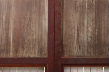アンティーク建具　レトロな格子入りの障子帯戸4枚セット(板戸、障子戸、引き戸)(R-056940)