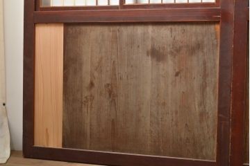 アンティーク建具　レトロな格子入りの障子帯戸4枚セット(板戸、障子戸、引き戸)(R-056940)