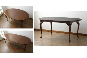 中古　ETHAN ALLEN(イーセンアーレン)　エレガントな猫脚のチェリー材製エクステンションテーブル(ダイニングテーブル、ヴィンテージ)(R-056943)