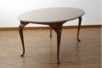 中古　ETHAN ALLEN(イーセンアーレン)　エレガントな猫脚のチェリー材製エクステンションテーブル(ダイニングテーブル、ヴィンテージ)(R-056943)