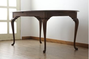 中古　ETHAN ALLEN(イーセンアーレン)　エレガントな猫脚のチェリー材製エクステンションテーブル(ダイニングテーブル、ヴィンテージ)(R-056943)