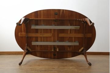 中古　ETHAN ALLEN(イーセンアーレン)　エレガントな猫脚のチェリー材製エクステンションテーブル(ダイニングテーブル、ヴィンテージ)(R-056943)