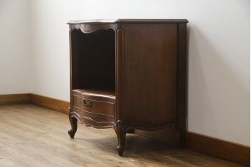 中古　DREXEL HERITAGE(ドレクセルヘリテイジ)　棚と引き出し付き!エレガントなサイドテーブル(ナイトテーブル、エンドテーブル)(R-056953)