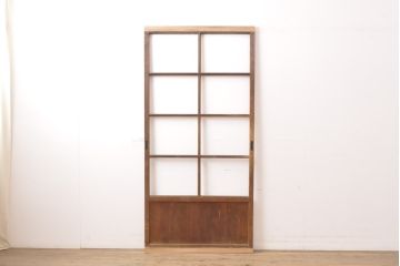 アンティーク建具　シンプルなデザイン!昭和レトロなガラス戸1枚(引き戸)(R-056986)