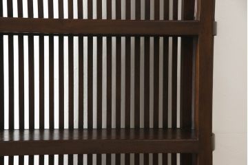 アジアンビンテージ　オリエンタルな格子デザインの引き出し付き飾り棚(キャビネット、陳列棚、ラック、ヴィンテージ)(R-056994)