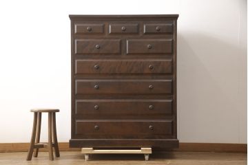 中古　北海道民芸家具　HM533　和洋のインテリアにおすすめのチェスト(タンス、整理箪笥、引き出し)(定価約25万円)(R-057000)