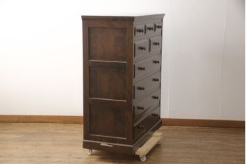 中古　北海道民芸家具　HM533　和洋のインテリアにおすすめのチェスト(タンス、整理箪笥、引き出し)(定価約25万円)(R-057000)