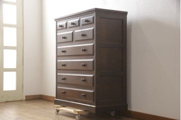 中古　北海道民芸家具　HM533　和洋のインテリアにおすすめのチェスト(タンス、整理箪笥、引き出し)(定価約25万円)(R-057000)