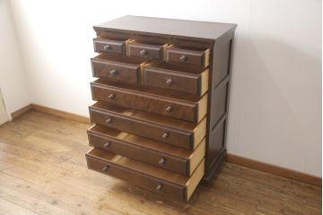 中古　北海道民芸家具　HM533　和洋のインテリアにおすすめのチェスト(タンス、整理箪笥、引き出し)(定価約25万円)(R-057000)