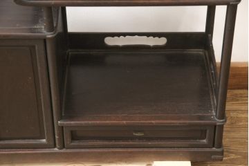 和製アンティーク　シックな木肌が美しい紫檀(シタン)無垢材製の飾り棚(茶棚、和タンス)(R-057008)