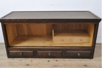 中古　美品　北海道民芸家具　落ち着きのある上品な佇まいが魅力のローボード(収納棚、サイドボード、テレビ台)(R-057044)