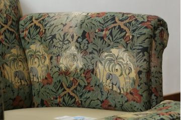 中古　美品　DREXEL HERITAGE(ドレクセルヘリテイジ)　個性の光るファブリックがステキな1人掛けソファ(一人掛けソファ、アームチェア)(R-057054)