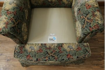 中古　美品　DREXEL HERITAGE(ドレクセルヘリテイジ)　個性の光るファブリックがステキな1人掛けソファ(一人掛けソファ、アームチェア)(R-057054)