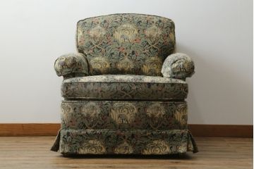 中古　美品　DREXEL HERITAGE(ドレクセルヘリテイジ)　個性の光るファブリックがステキな1人掛けソファ(一人掛けソファ、アームチェア)(R-057055)