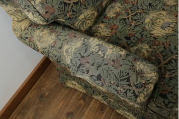 中古　美品　DREXEL HERITAGE(ドレクセルヘリテイジ)　個性の光るファブリックがステキな1人掛けソファ(一人掛けソファ、アームチェア)(R-057055)