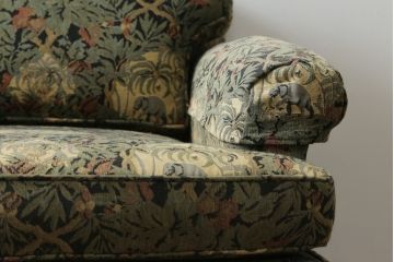 中古　美品　DREXEL HERITAGE(ドレクセルヘリテイジ)　個性の光るファブリックがステキな1人掛けソファ(一人掛けソファ、アームチェア)(R-057055)