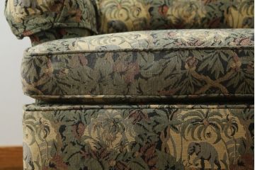 中古　美品　DREXEL HERITAGE(ドレクセルヘリテイジ)　個性の光るファブリックがステキな1人掛けソファ(一人掛けソファ、アームチェア)(R-057055)